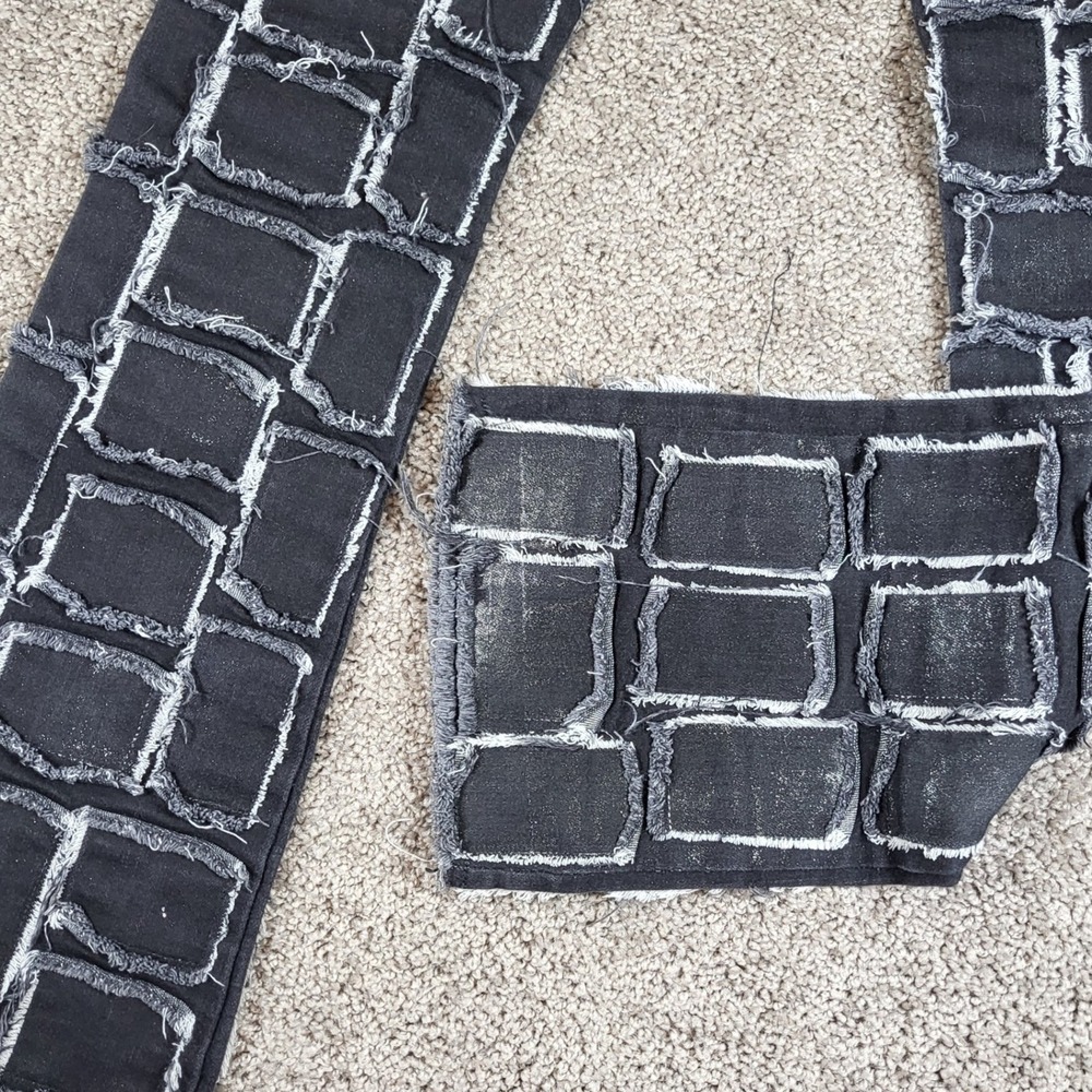 Valabasas Men Distressed Patchwork Flared Jeans S… - image 8